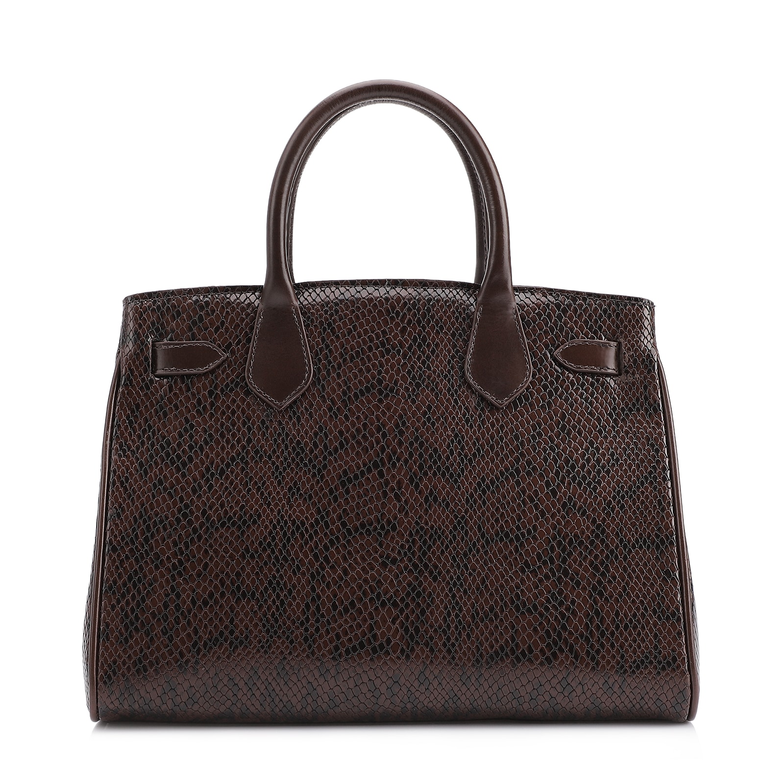 Bolsa Tote Alt Python Marrom Escuro/Couro Marrom Escuro