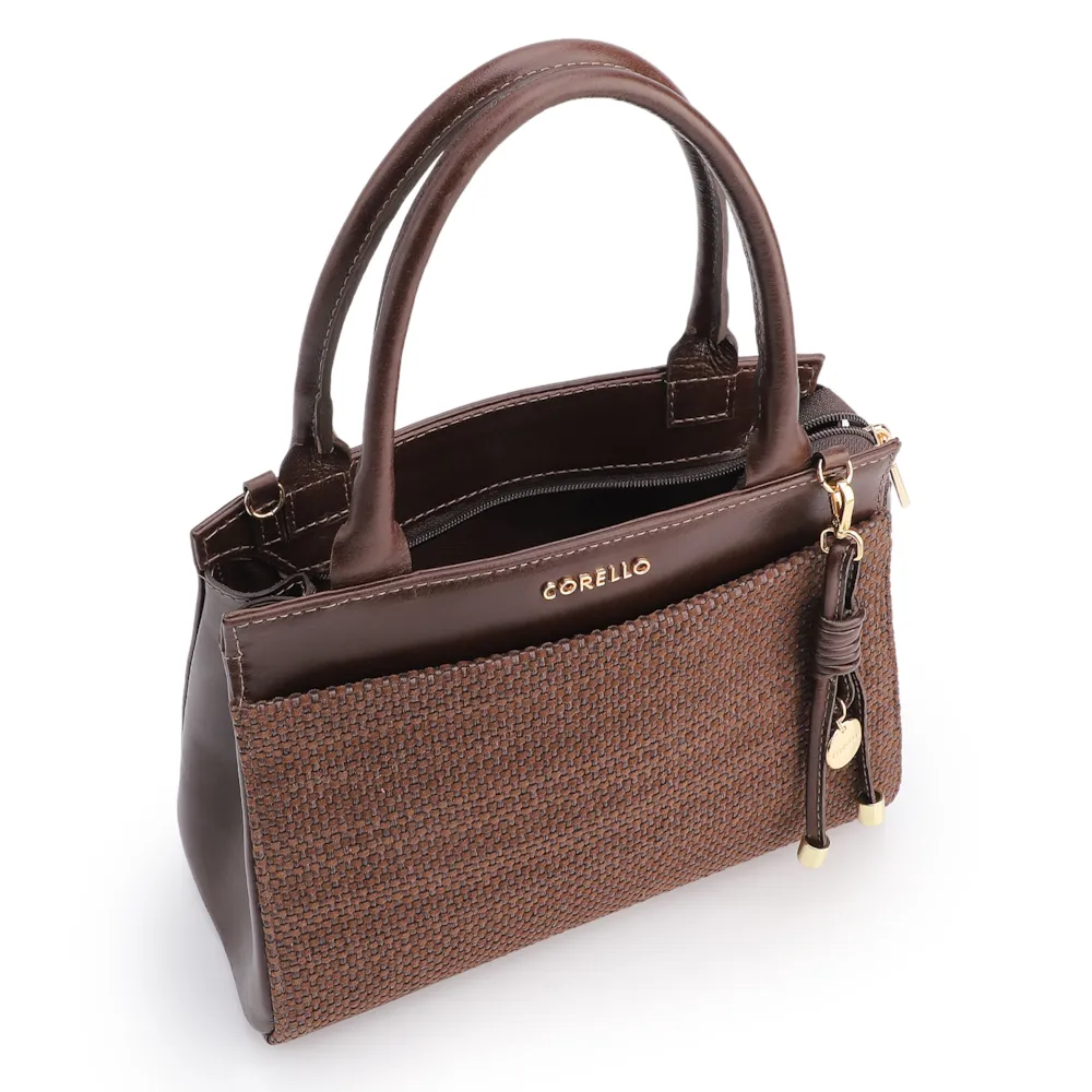 Bolsa Tote Alt Tramado Camurça Marrom /Couro Marrom Escuro - imagem 4