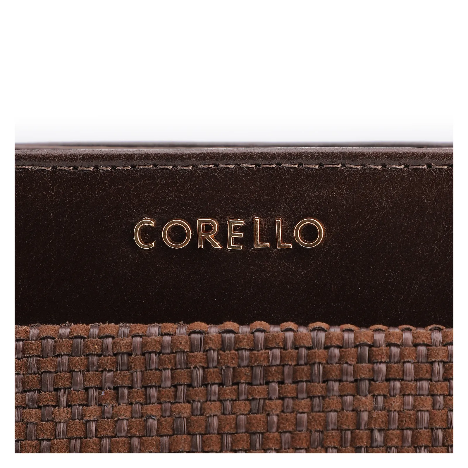 Bolsa Tote Alt Tramado Camurça Marrom /Couro Marrom Escuro