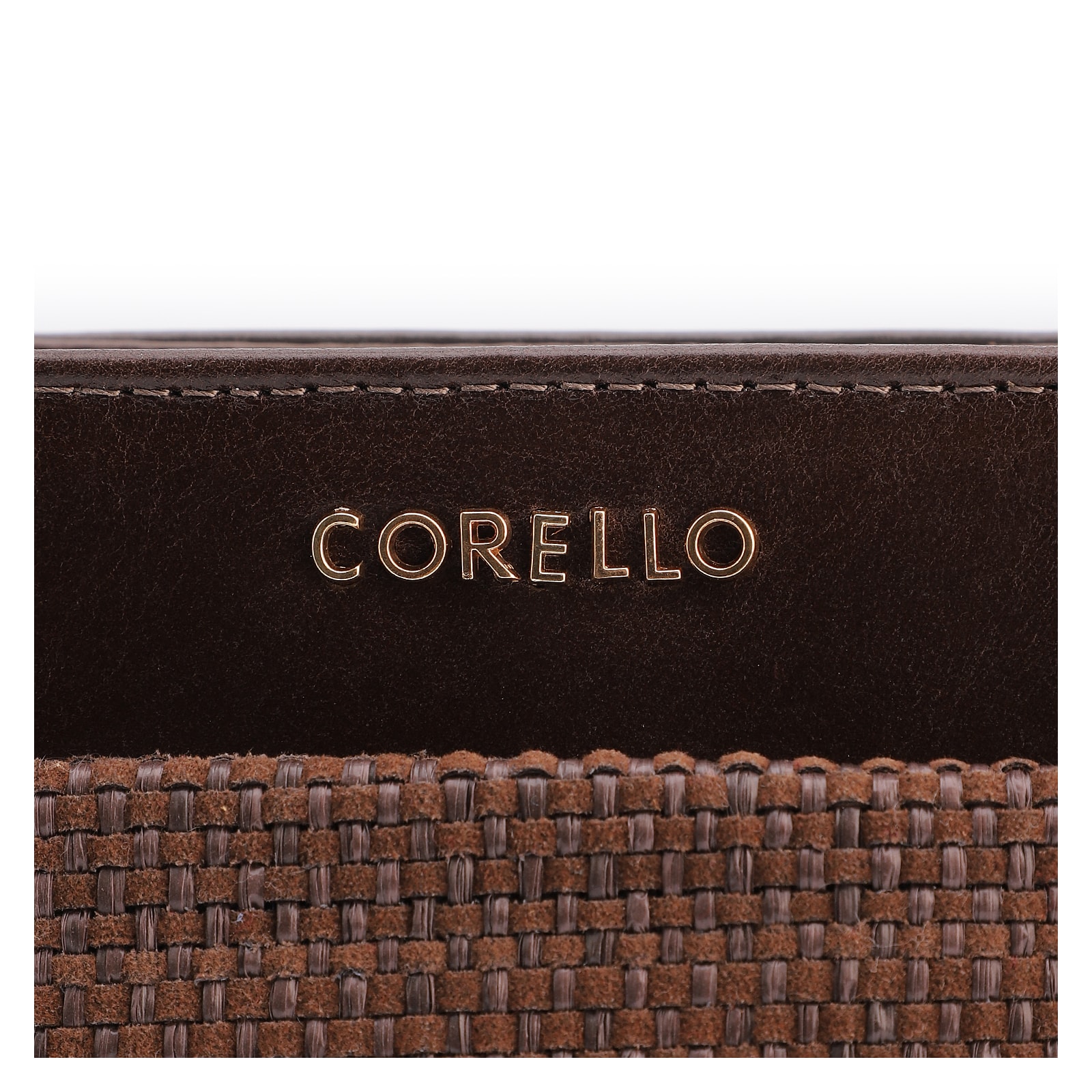 Bolsa Tote Alt Tramado Camurça Marrom /Couro Marrom Escuro