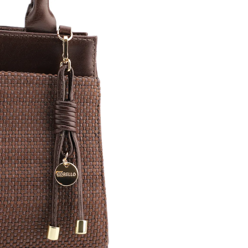 Bolsa Tote Alt Tramado Camurça Marrom /Couro Marrom Escuro - imagem 8