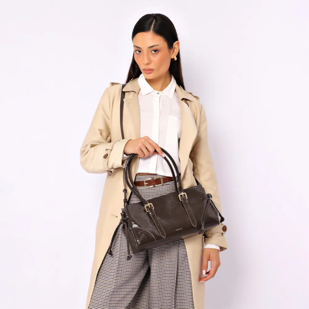 Bolsa Tote Alt Verniz Marrom Escuro - imagem 2