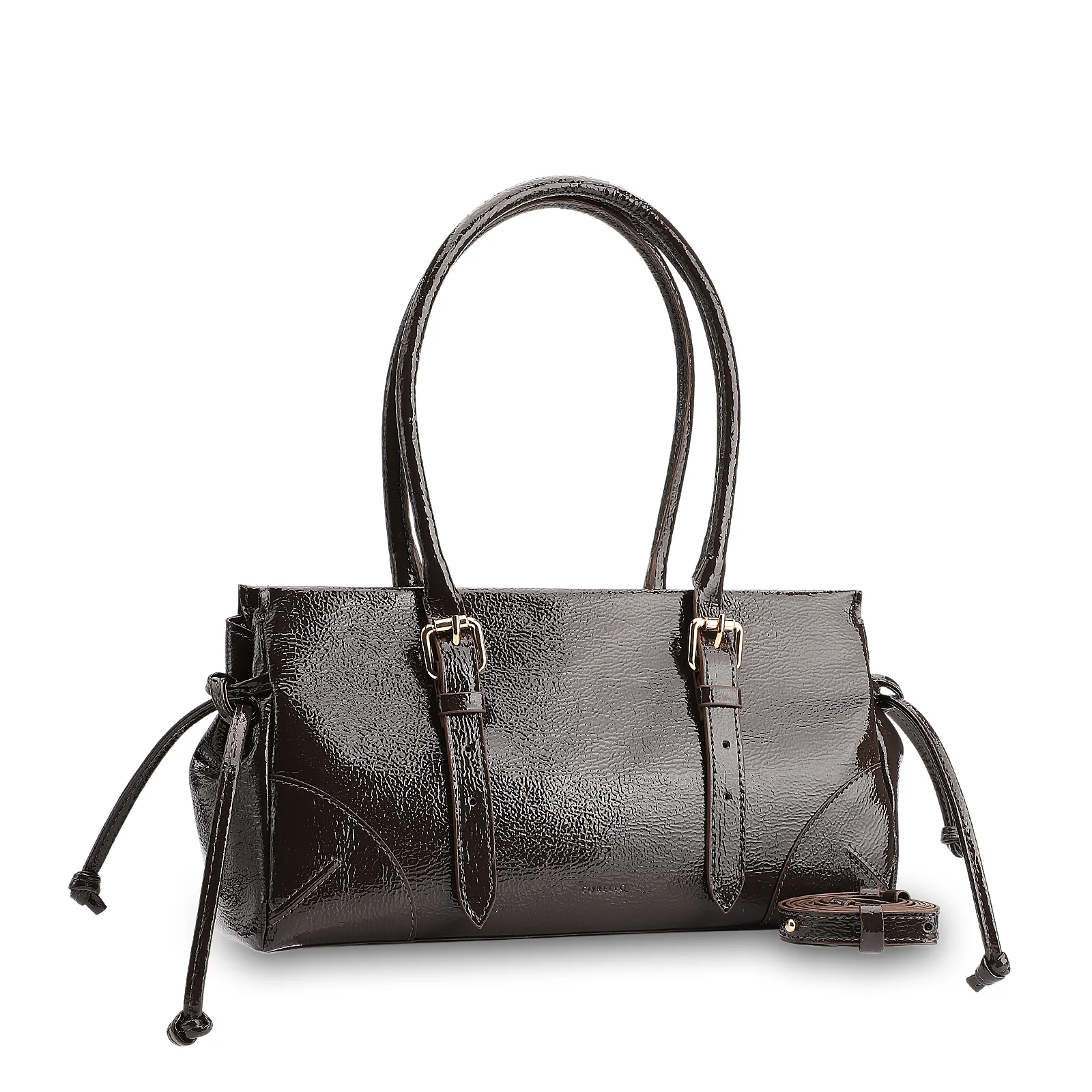 Bolsa Tote Alt Verniz Marrom Escuro