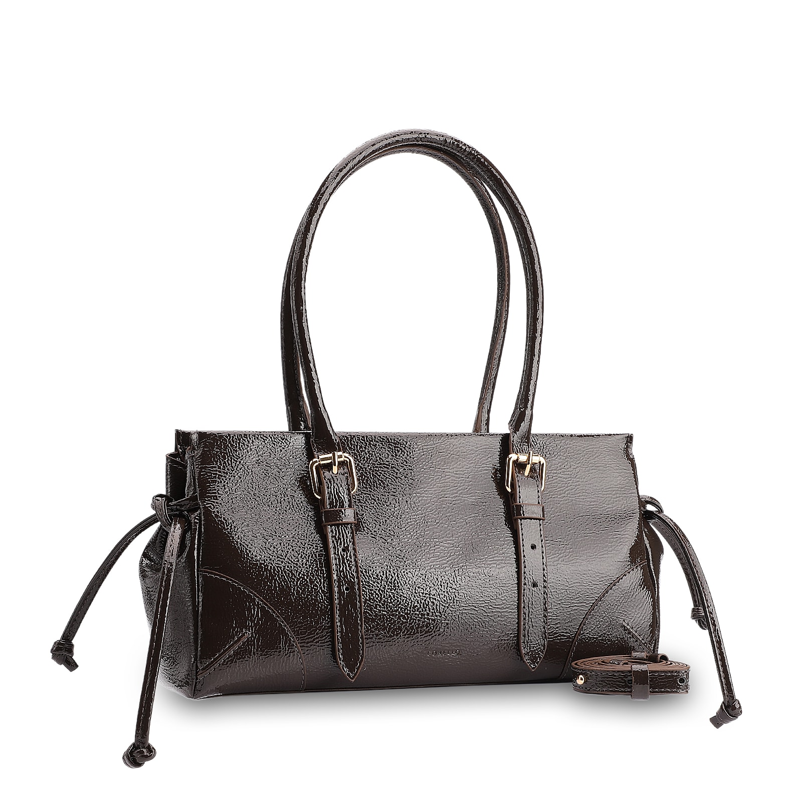 Bolsa Tote Alt Verniz Marrom Escuro