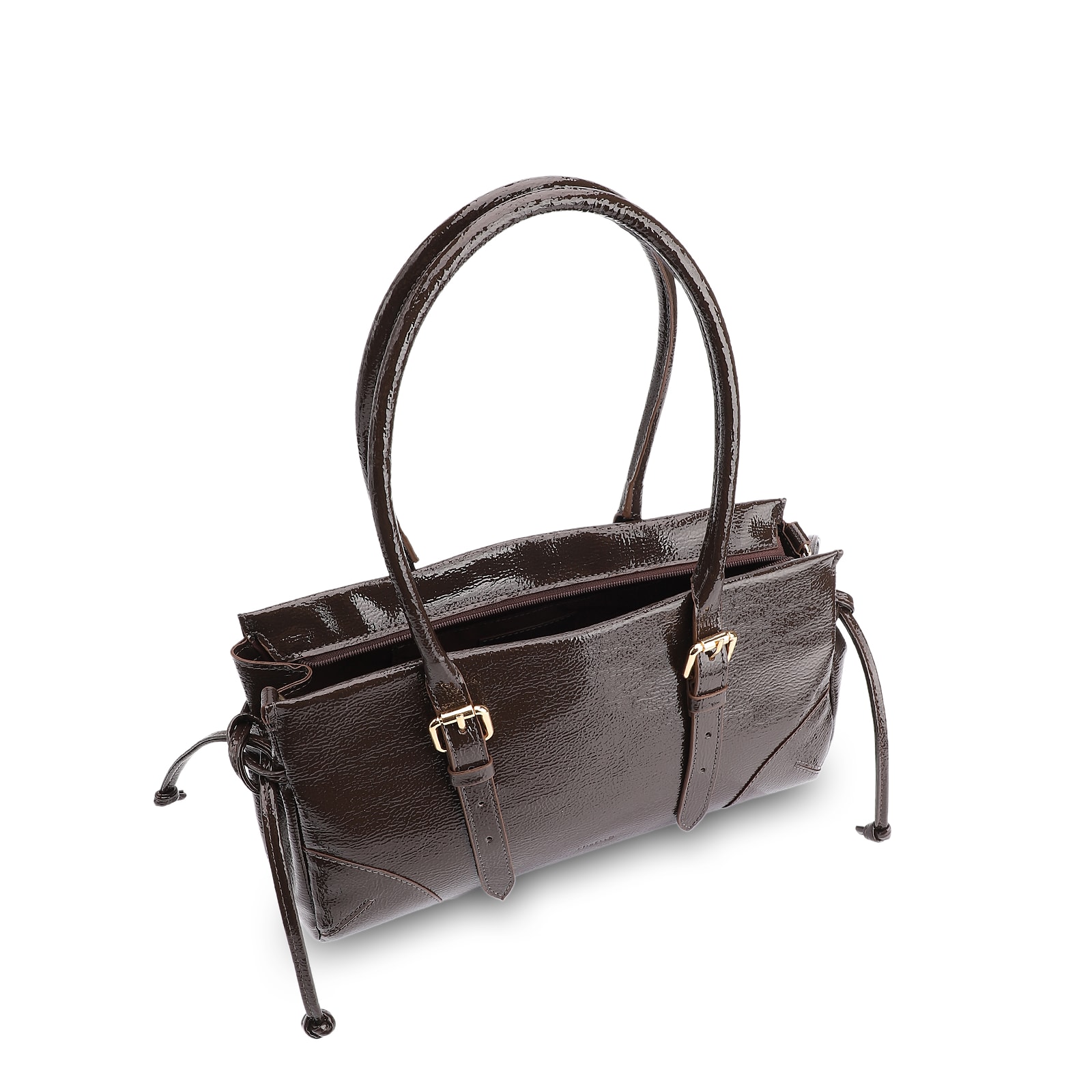 Bolsa Tote Alt Verniz Marrom Escuro
