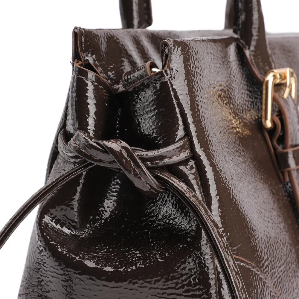 Bolsa Tote Alt Verniz Marrom Escuro - imagem 6