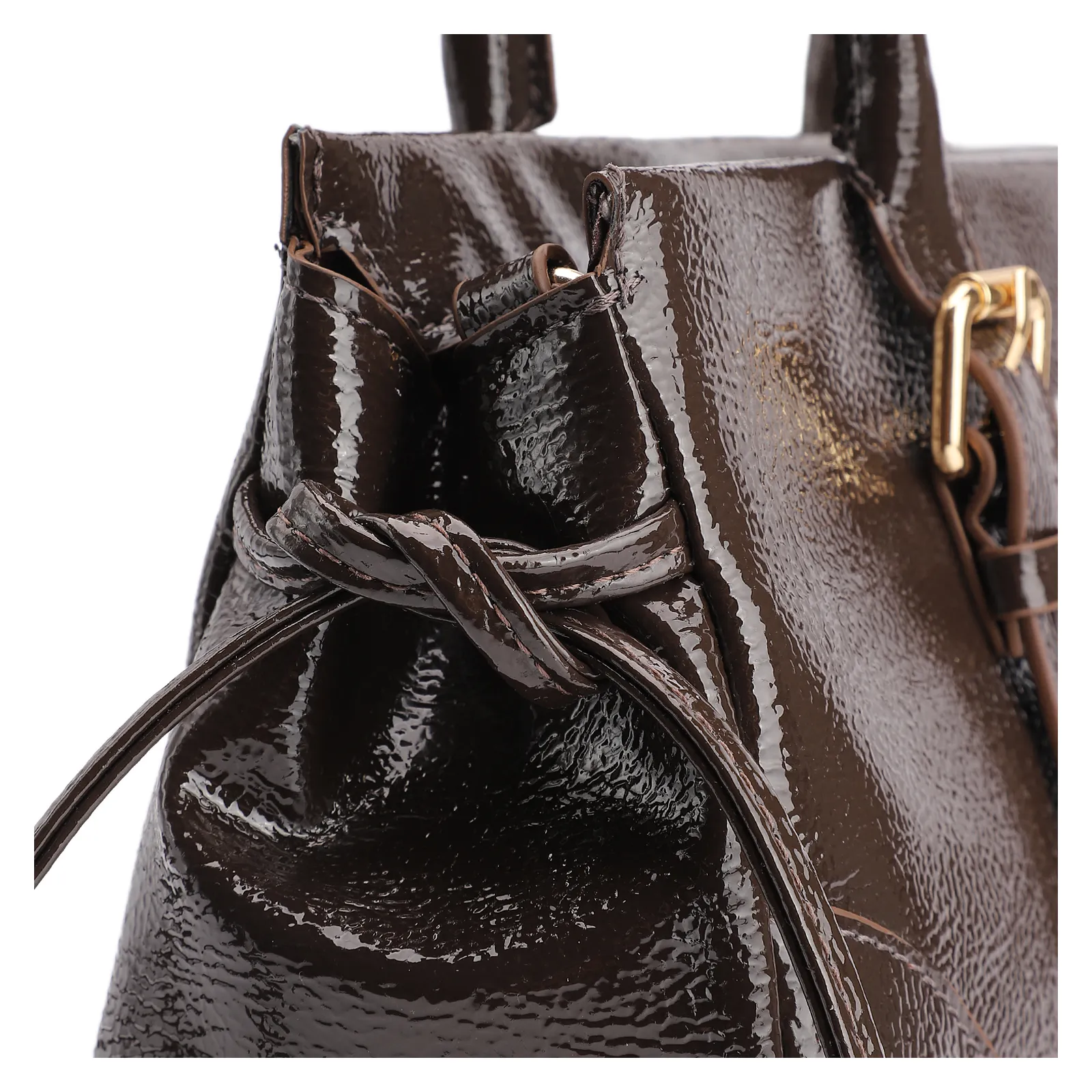 Bolsa Tote Alt Verniz Marrom Escuro