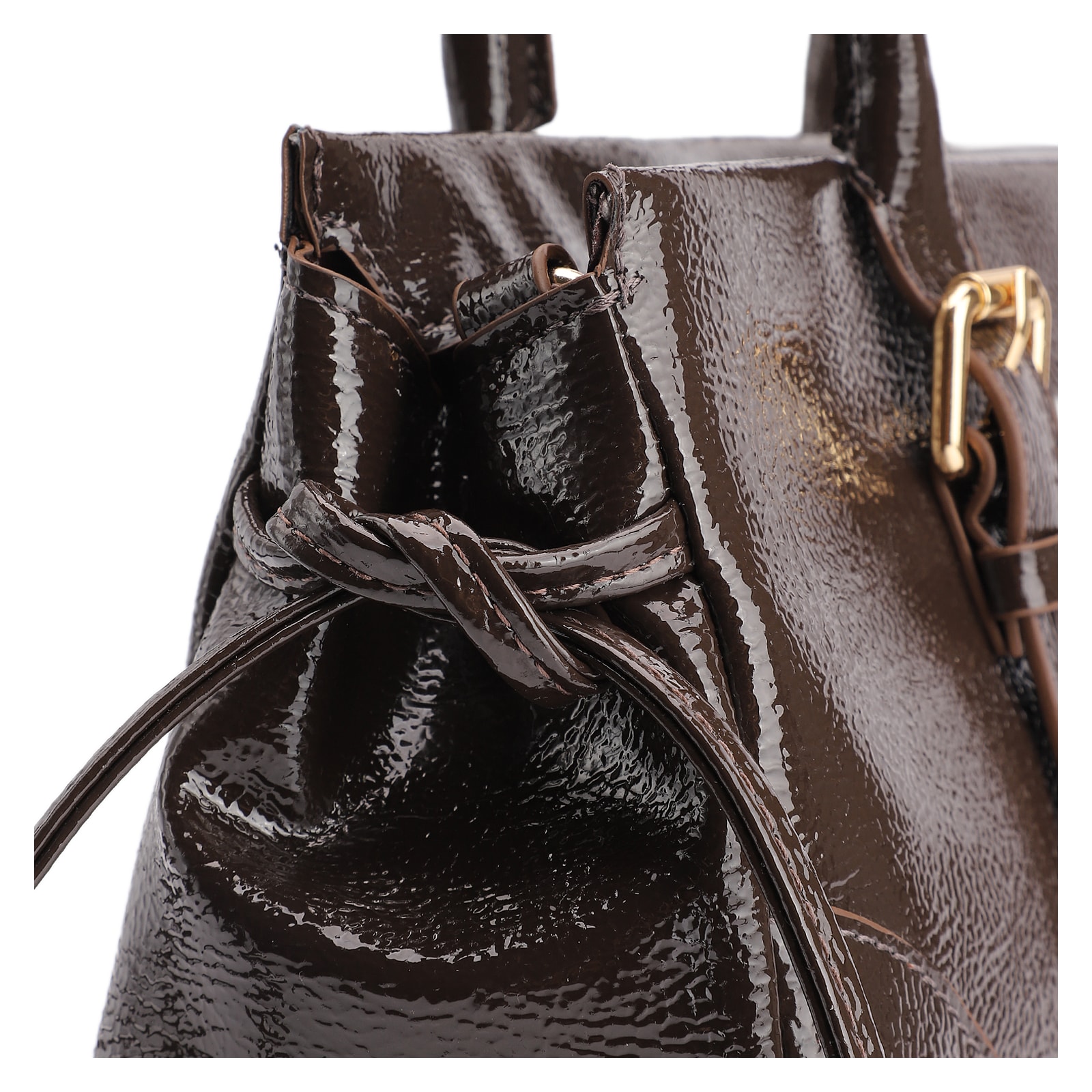 Bolsa Tote Alt Verniz Marrom Escuro