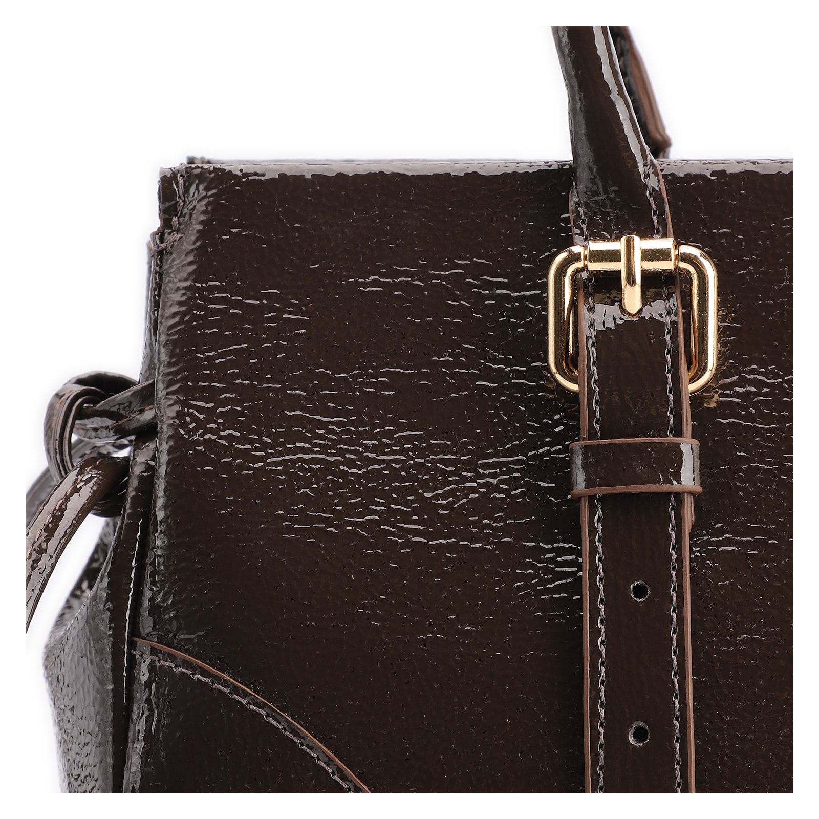 Bolsa Tote Alt Verniz Marrom Escuro