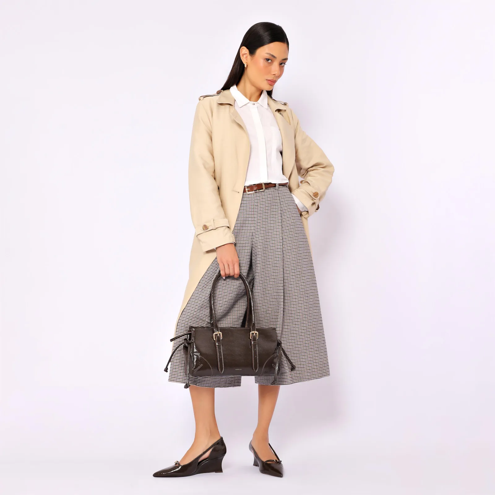 Bolsa Tote Alt Verniz Marrom Escuro