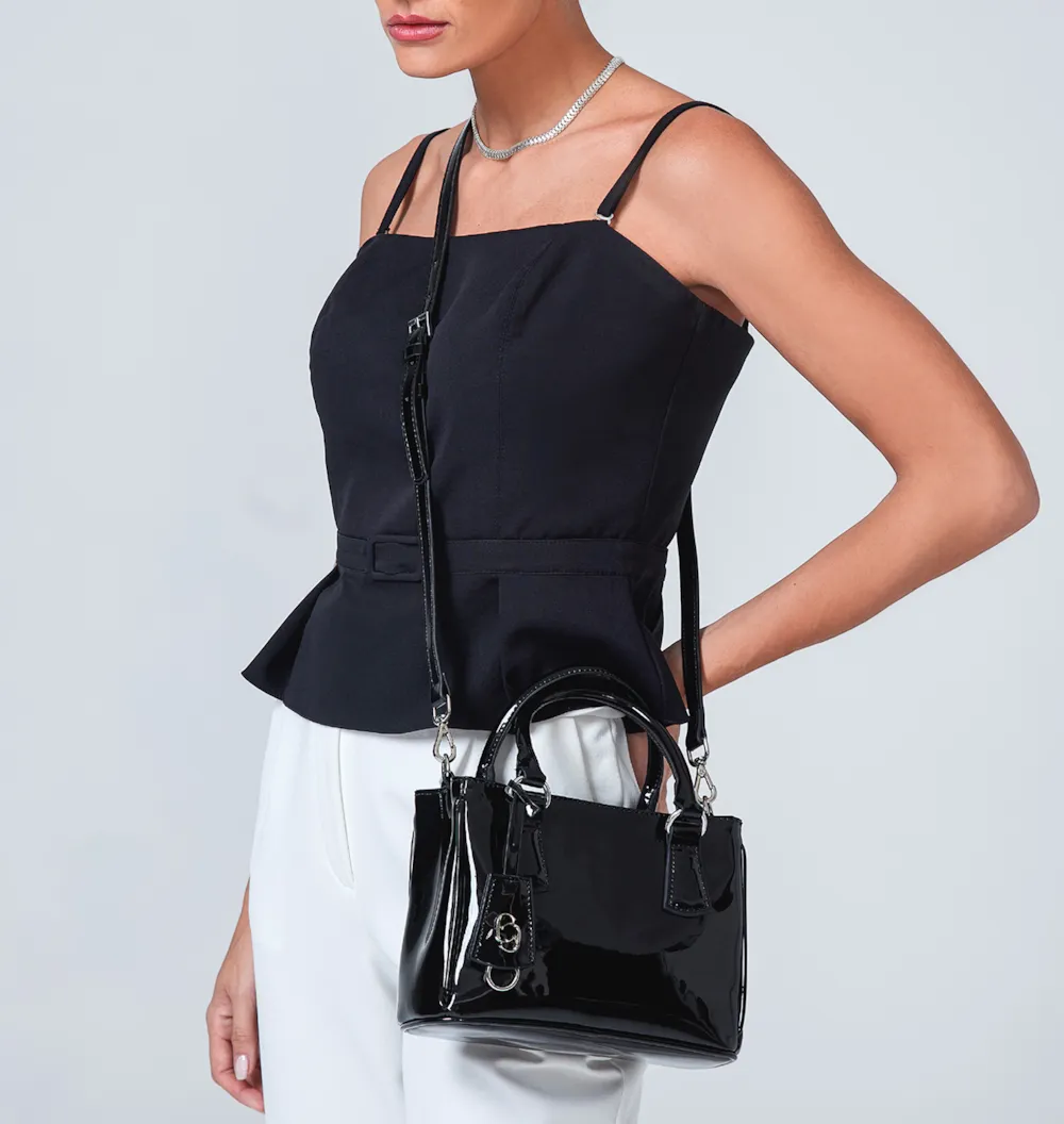 Bolsa Tote Alt Verniz Preto - imagem 2