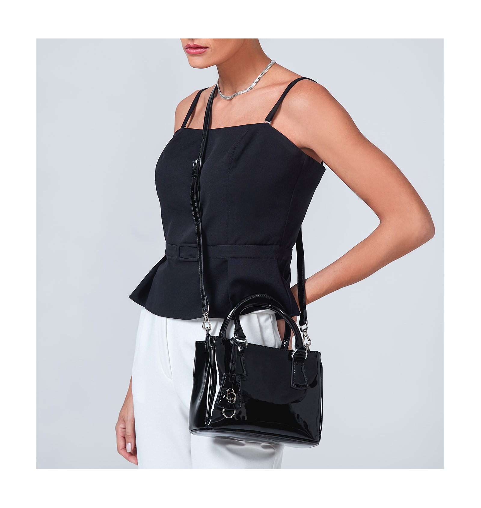 Bolsa Tote Alt Verniz Preto