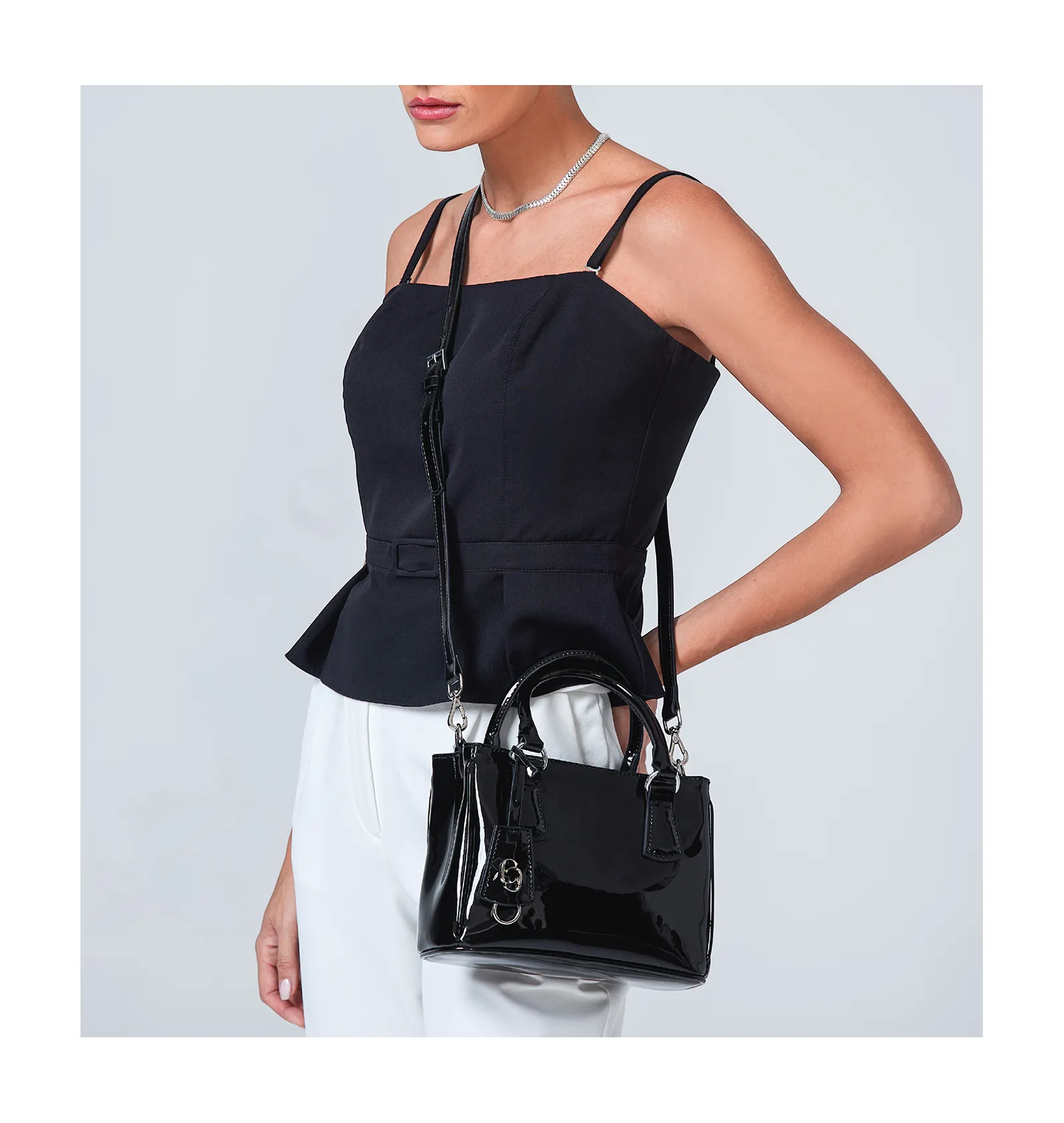 Bolsa Tote Alt Verniz Preto