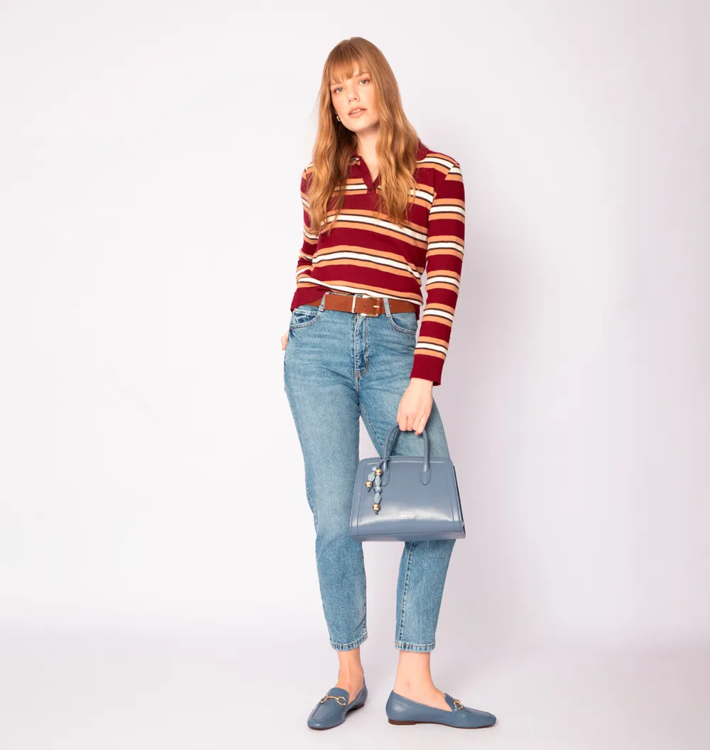 Bolsa Tote Bag Charm Couro Azul - imagem 8