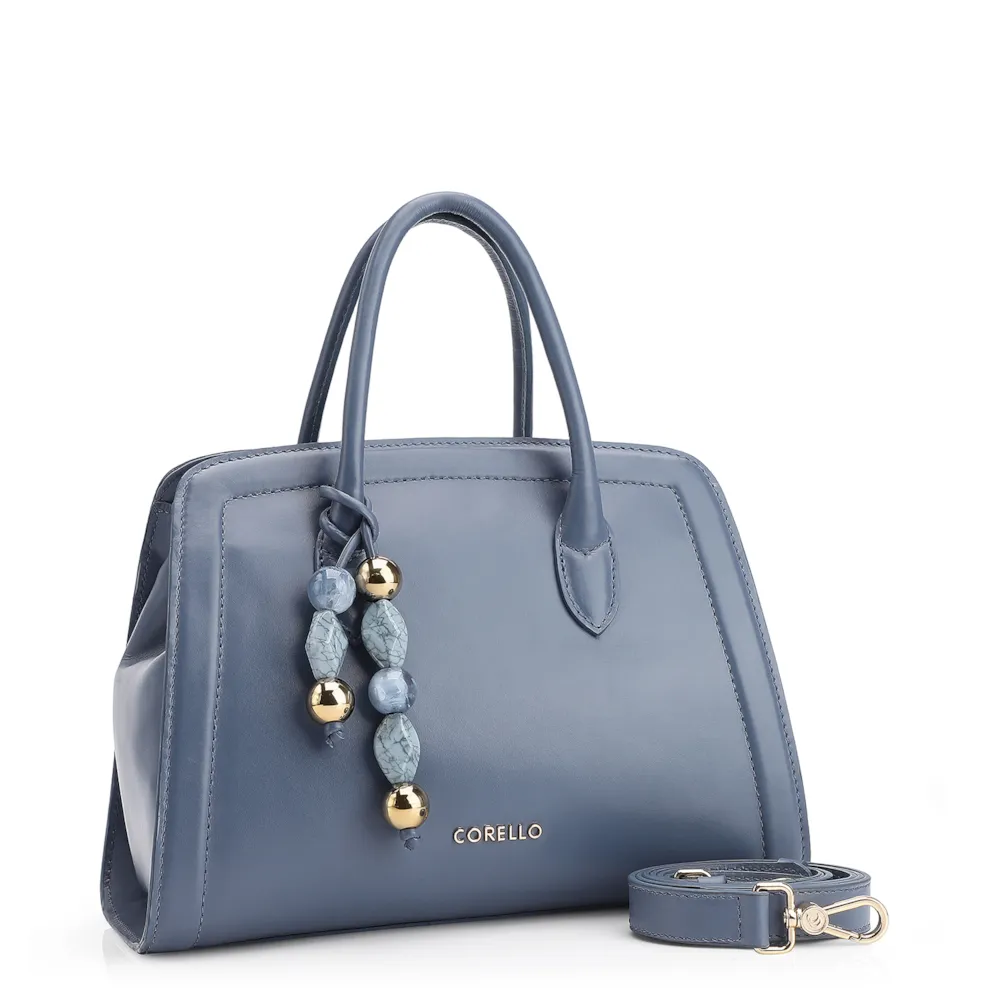Bolsa Tote Bag Charm Couro Azul - imagem 3