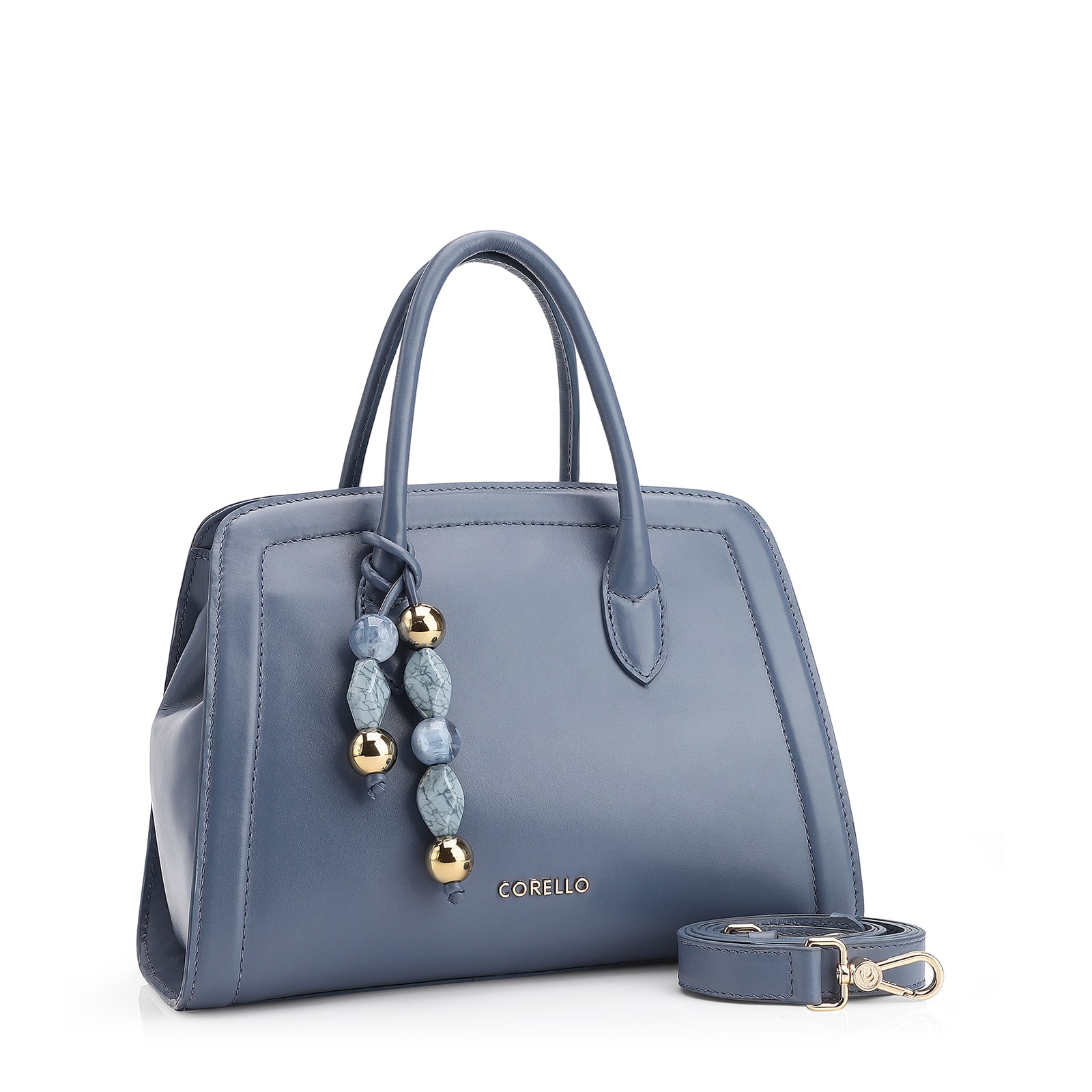Bolsa Tote Bag Charm Couro Azul