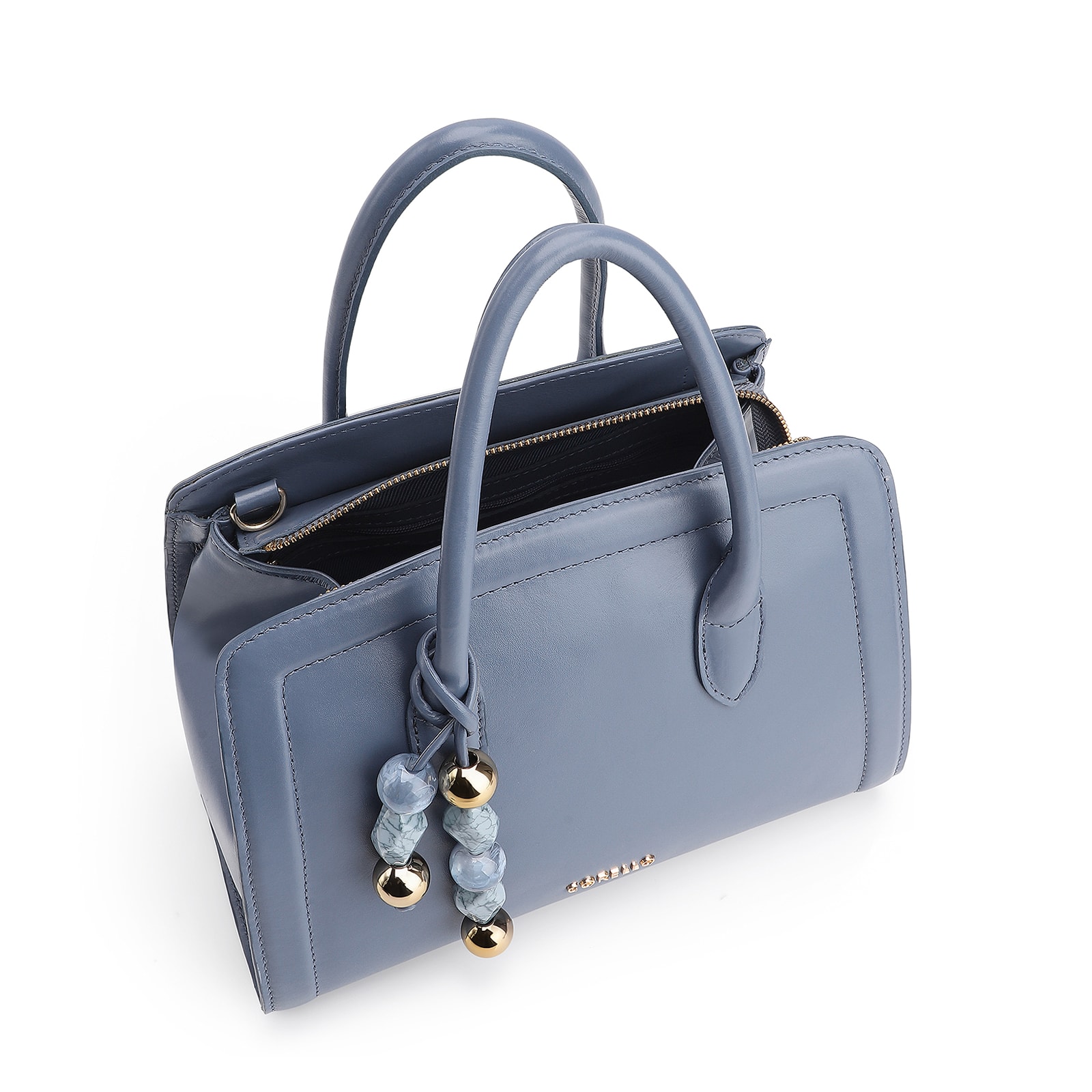 Bolsa Tote Bag Charm Couro Azul