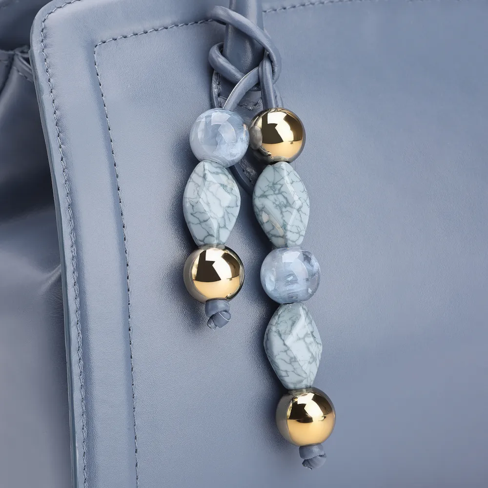 Bolsa Tote Bag Charm Couro Azul - imagem 6