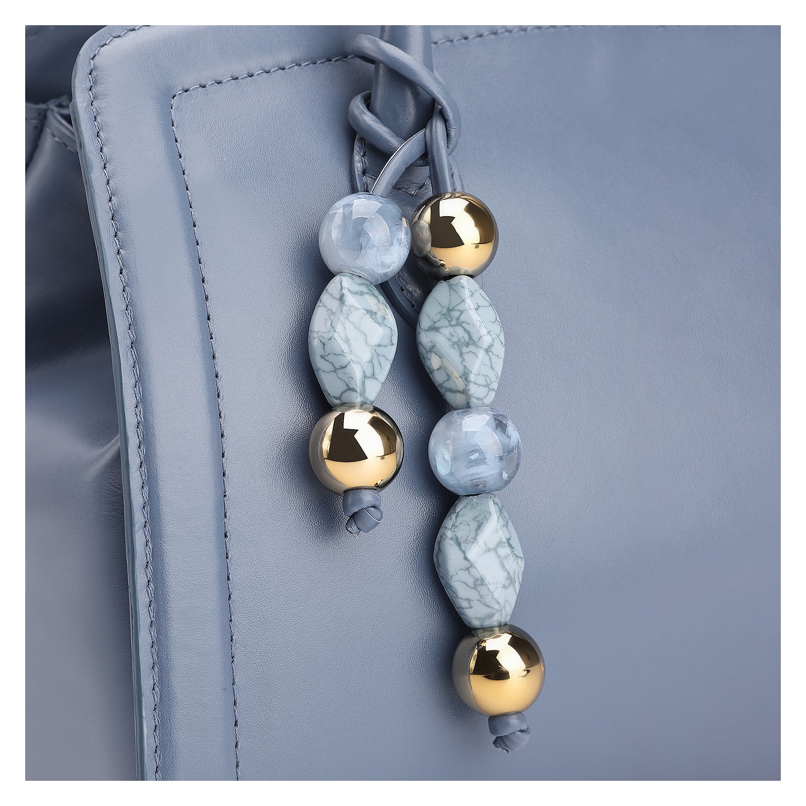 Bolsa Tote Bag Charm Couro Azul