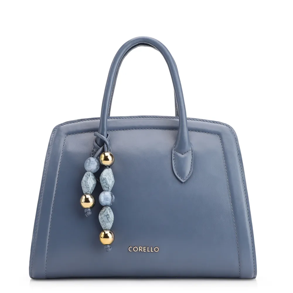 Bolsa Tote Bag Charm Couro Azul