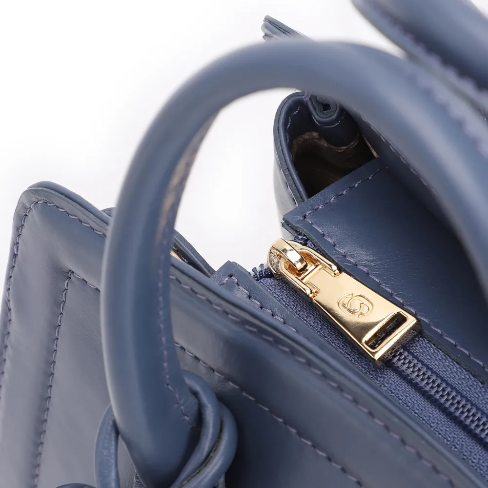 Bolsa Tote Bag Charm Couro Azul Escuro - imagem 5