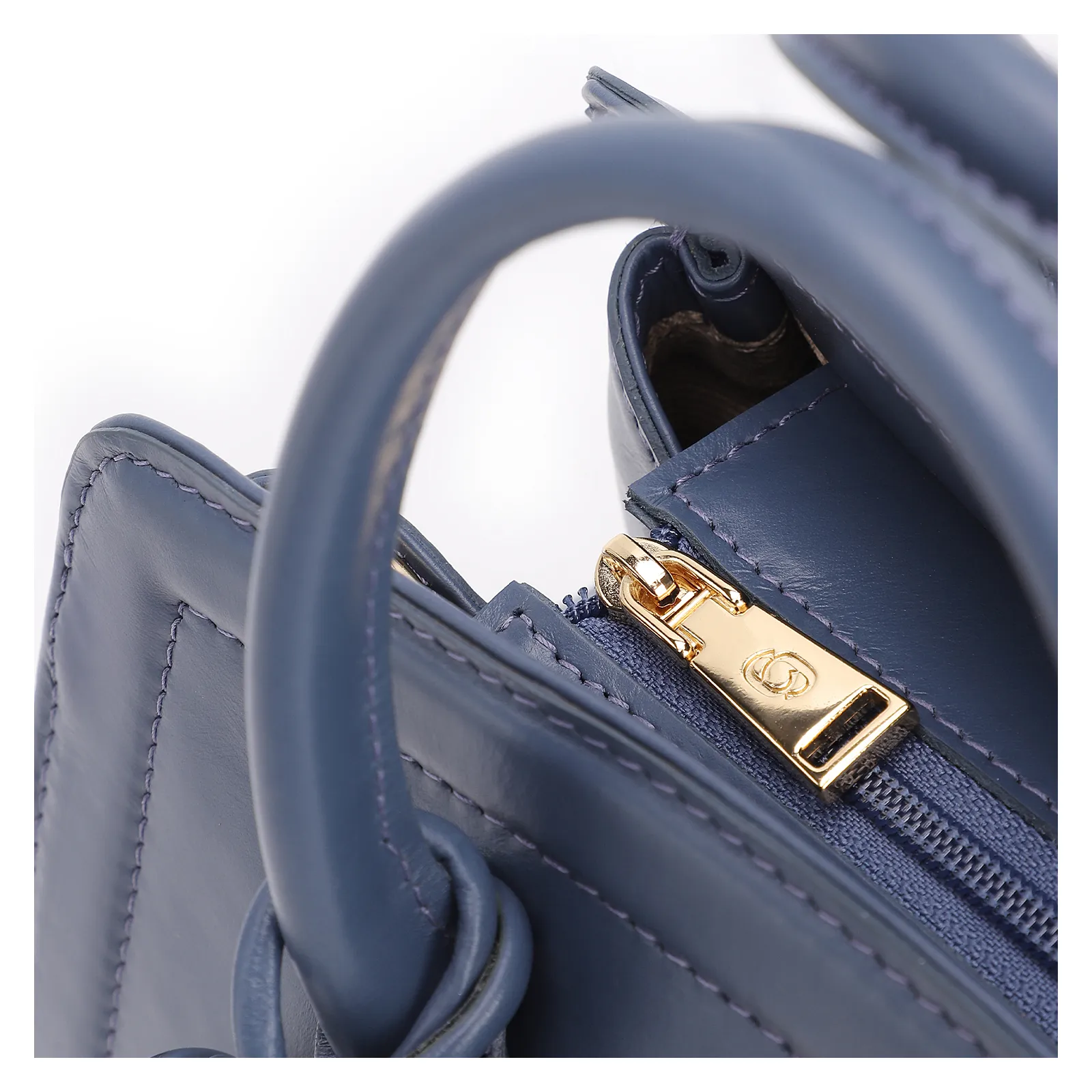 Bolsa Tote Bag Charm Couro Azul Escuro