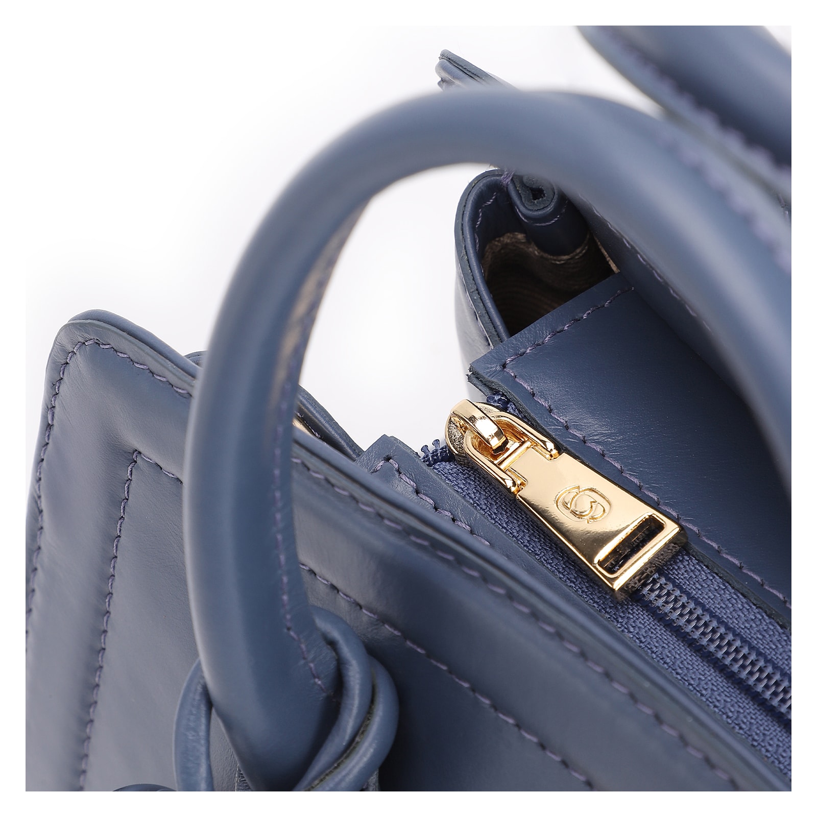 Bolsa Tote Bag Charm Couro Azul Escuro
