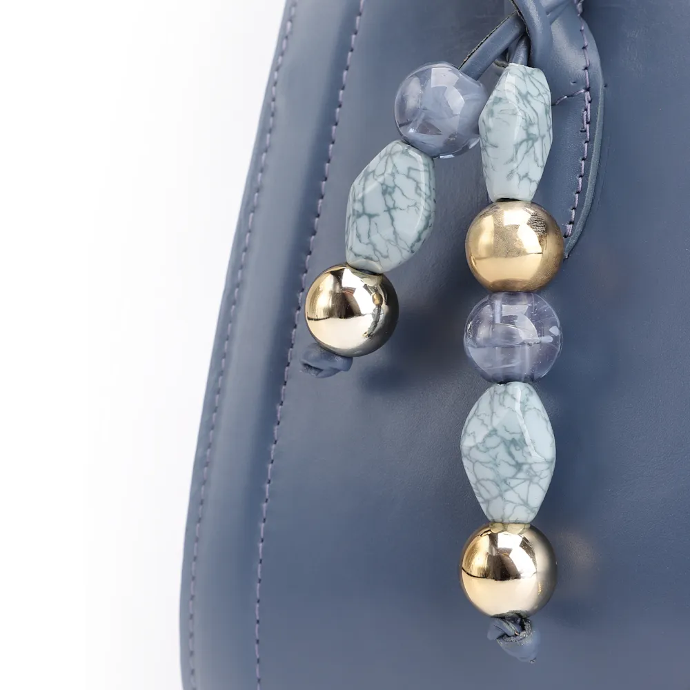 Bolsa Tote Bag Charm Couro Azul Escuro - imagem 7