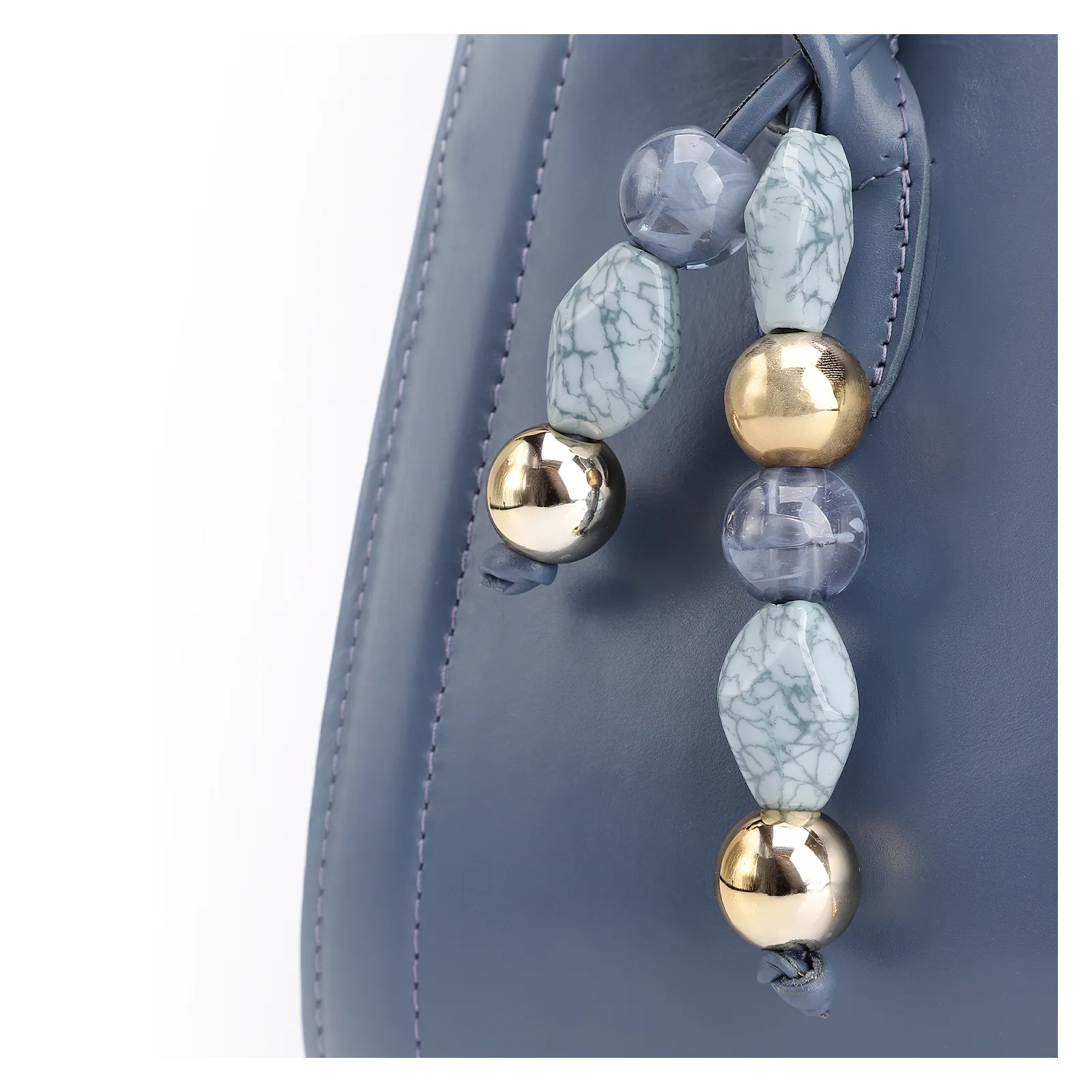 Bolsa Tote Bag Charm Couro Azul Escuro