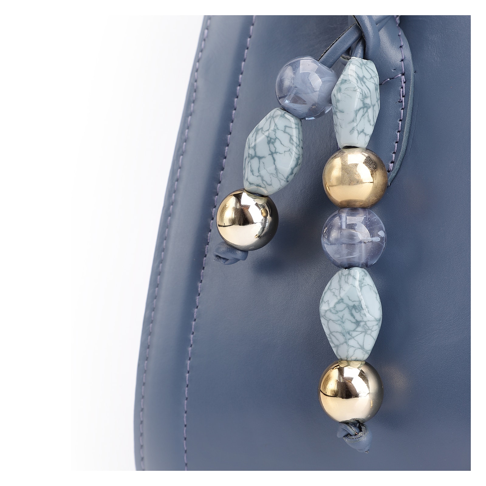 Bolsa Tote Bag Charm Couro Azul Escuro
