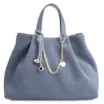 Bolsa Tote Bag Charm Couro Camurça/Couro Azul - imagem 1