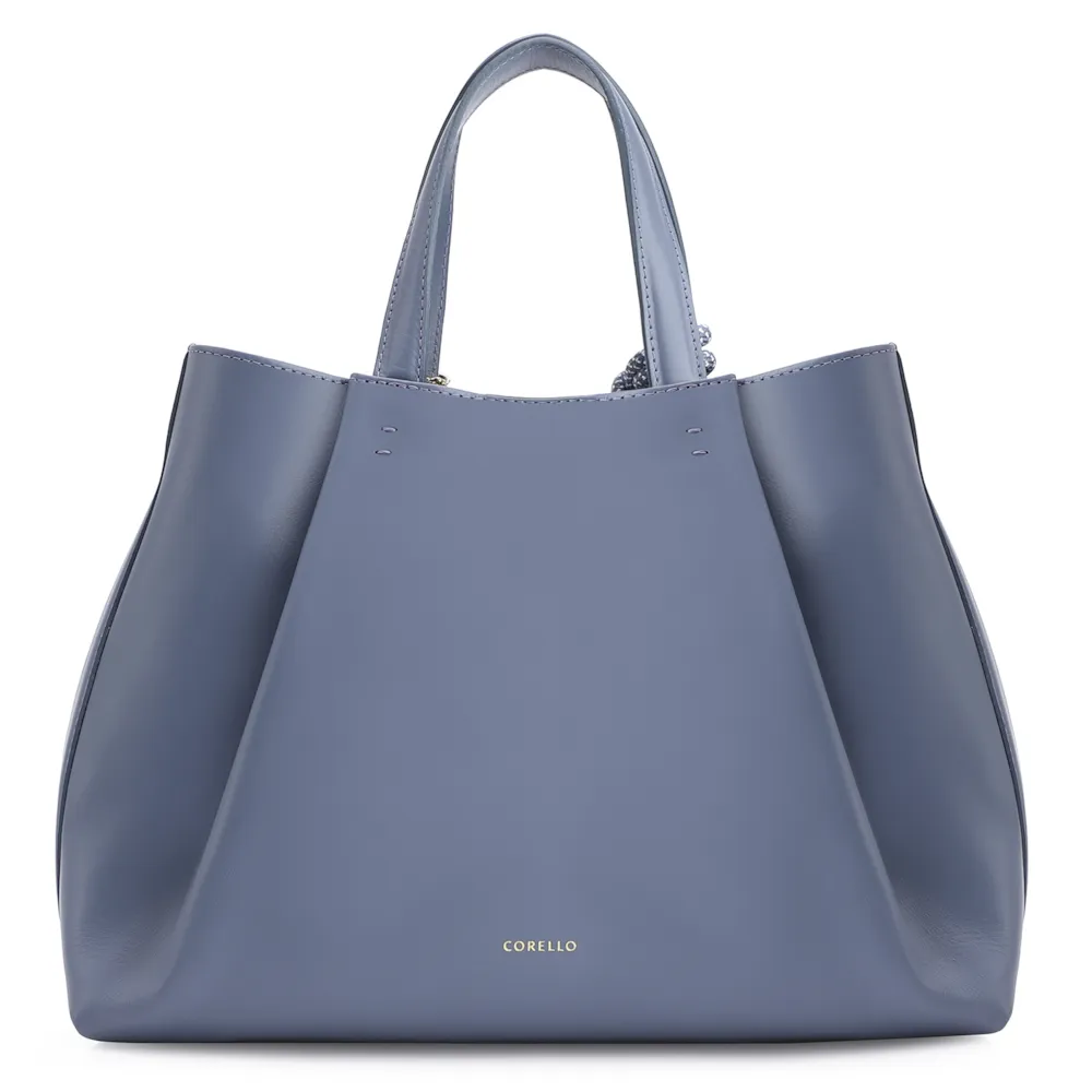 Bolsa Tote Bag Charm Couro Camurça/Couro Azul - imagem 4
