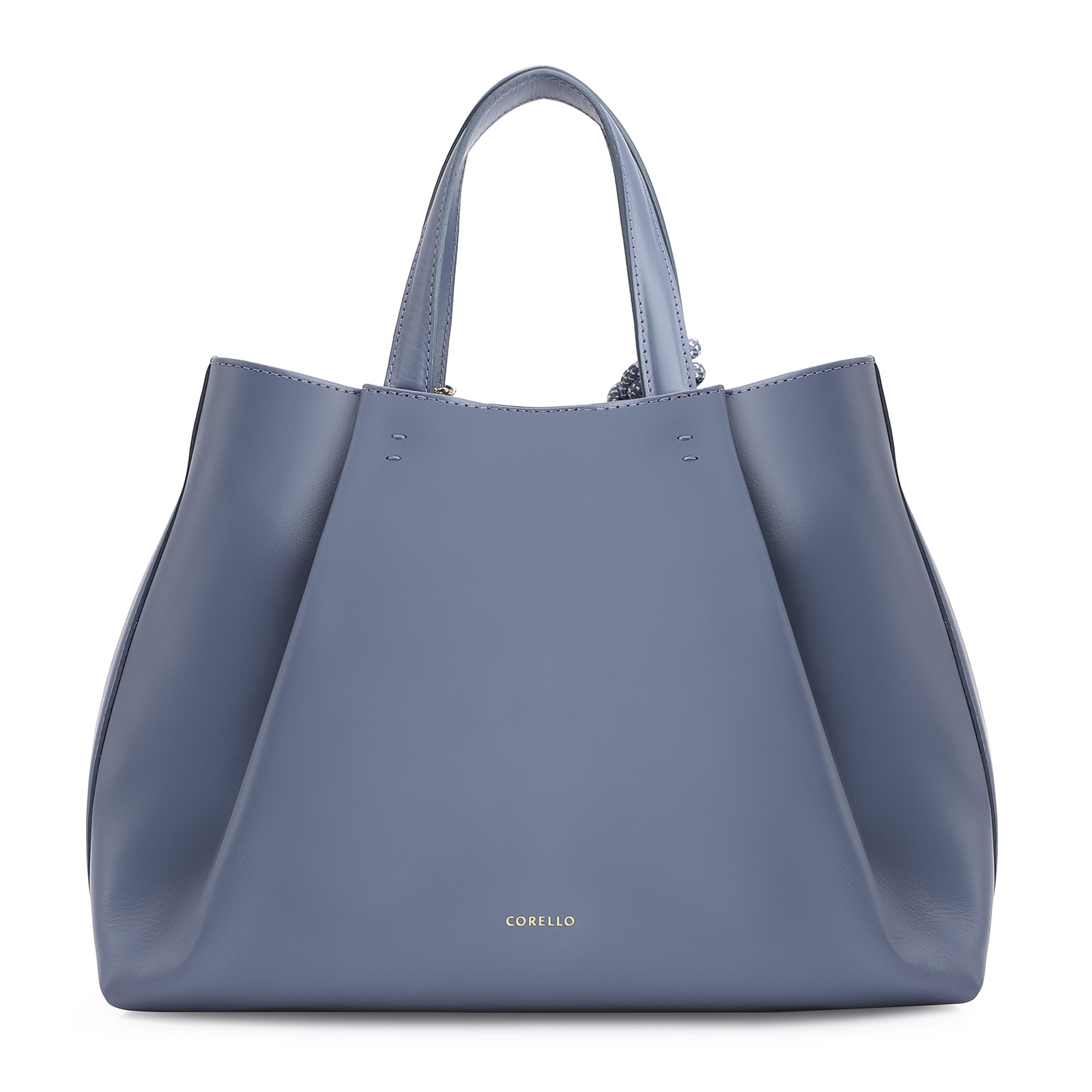 Bolsa Tote Bag Charm Couro Camurça/Couro Azul