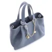 Bolsa Tote Bag Charm Couro Camurça/Couro Azul - imagem 5