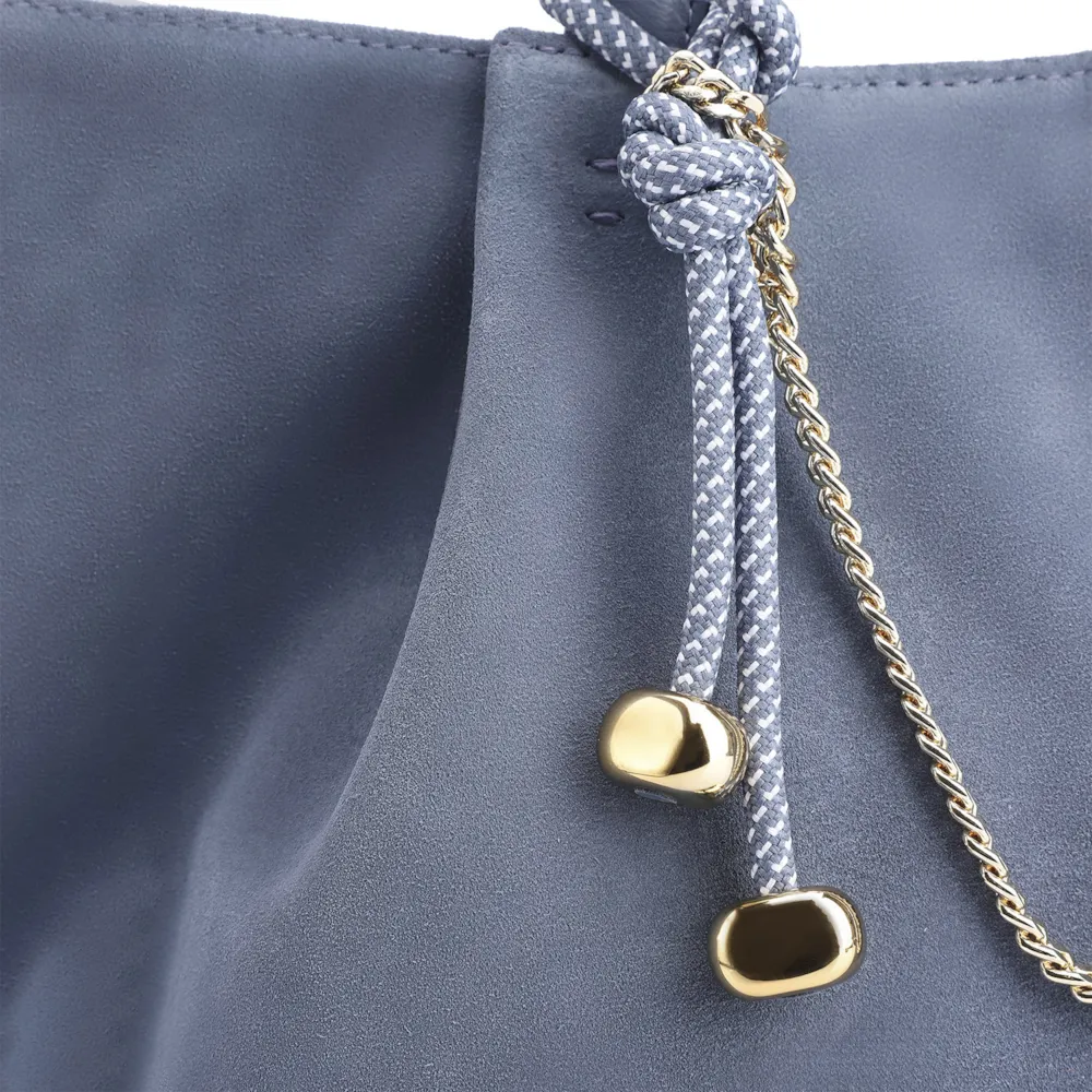 Bolsa Tote Bag Charm Couro Camurça/Couro Azul - imagem 6