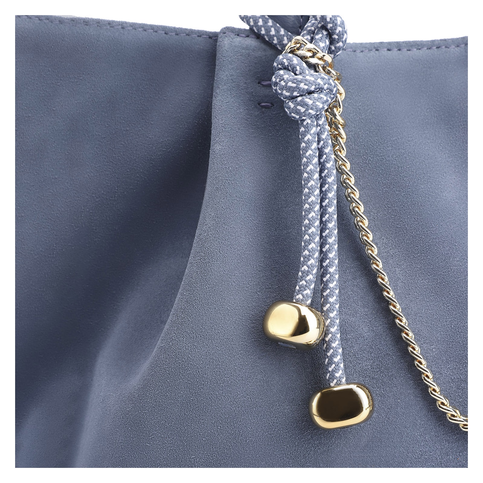 Bolsa Tote Bag Charm Couro Camurça/Couro Azul