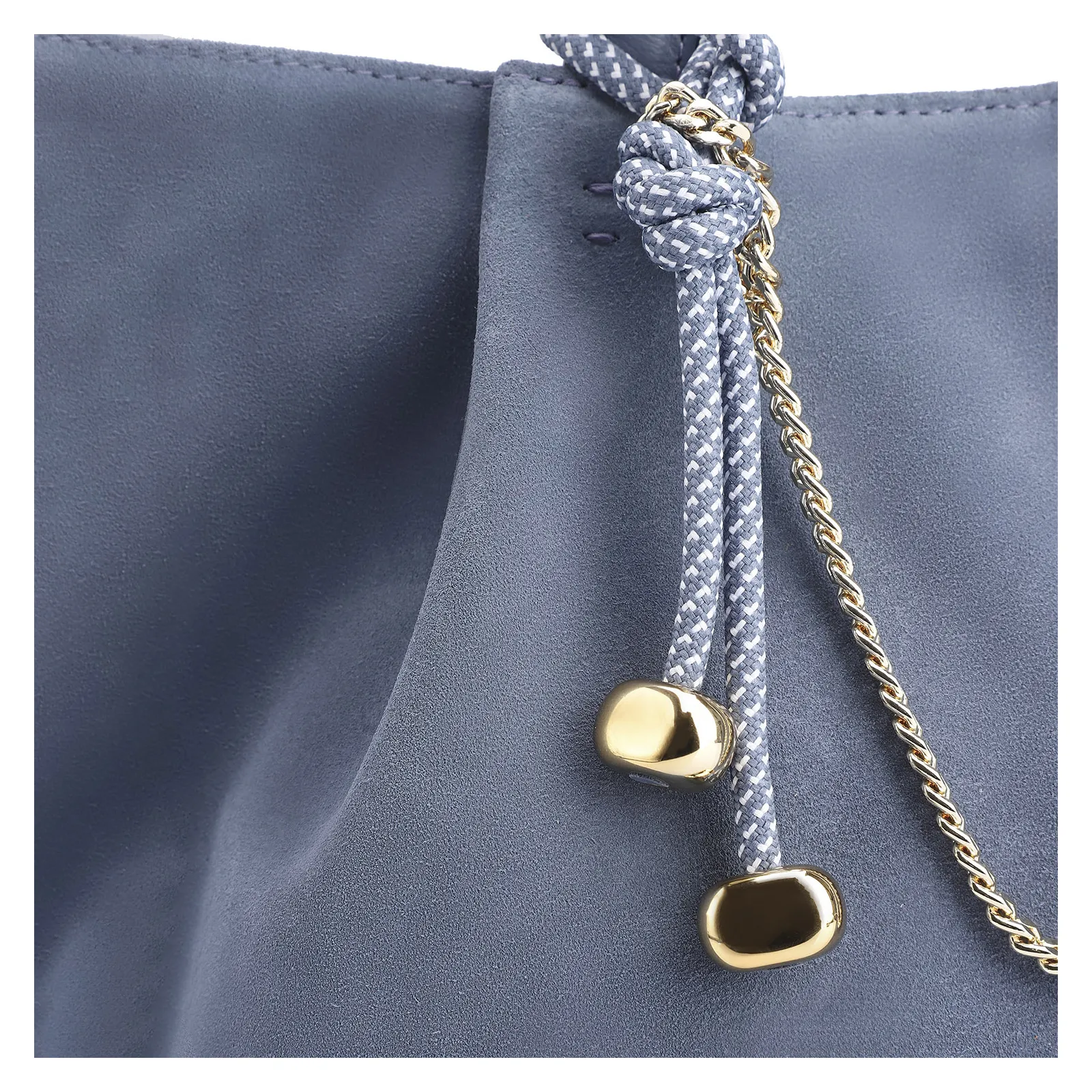 Bolsa Tote Bag Charm Couro Camurça/Couro Azul