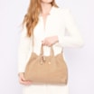 Bolsa Tote Bag Charm Couro Camurça/Couro Bege - imagem 2