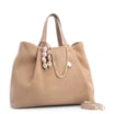 Bolsa Tote Bag Charm Couro Camurça/Couro Bege - imagem 3