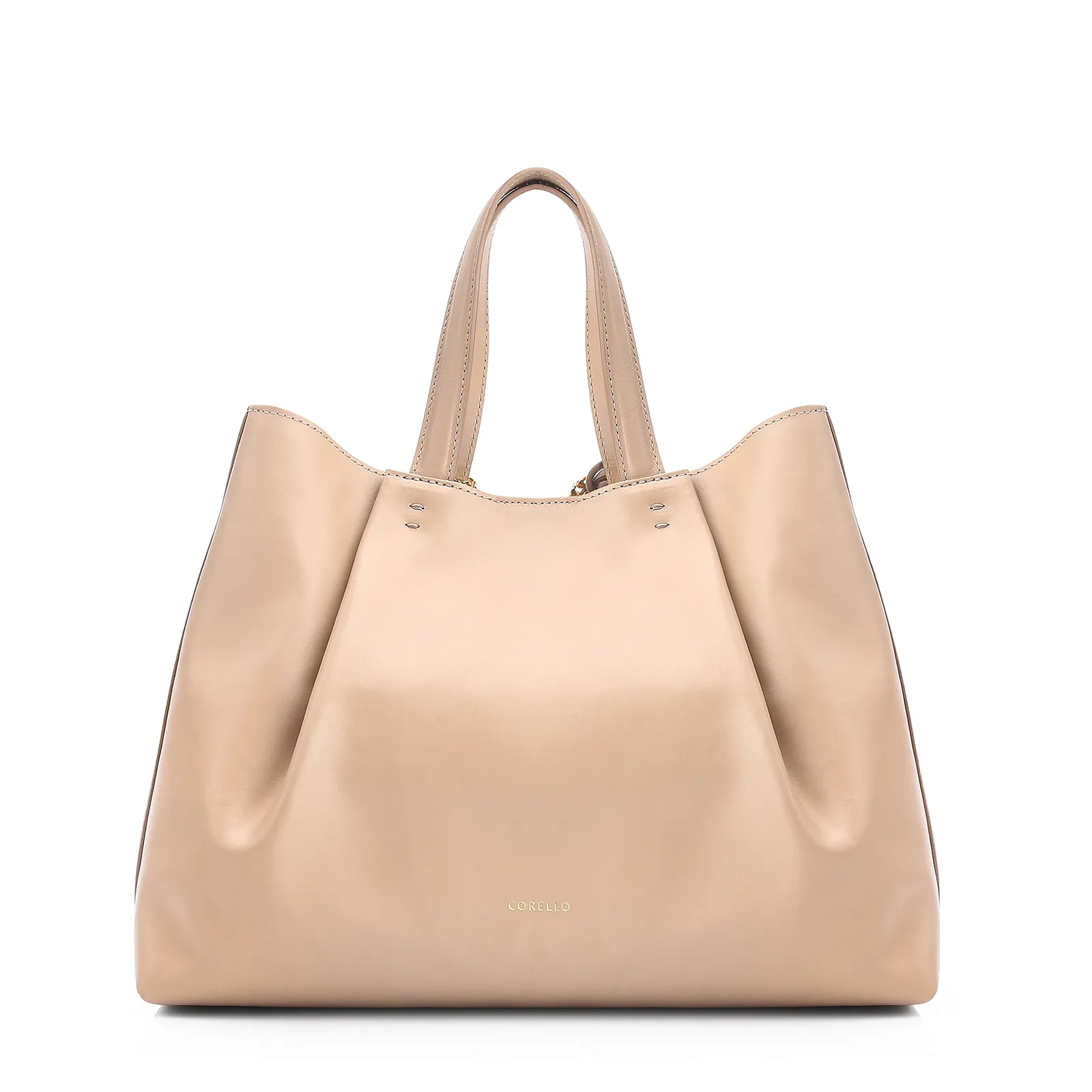 Bolsa Tote Bag Charm Couro Camurça/Couro Bege