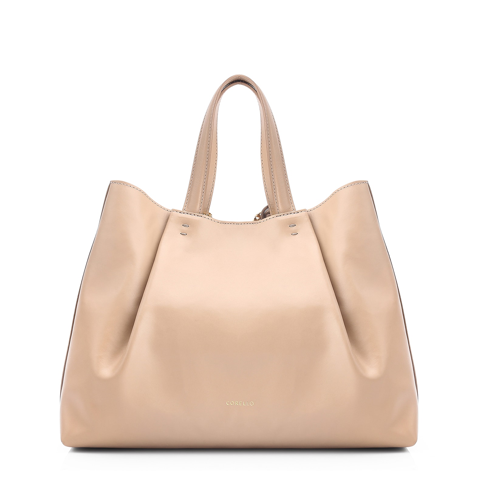 Bolsa Tote Bag Charm Couro Camurça/Couro Bege