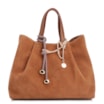 Bolsa Tote Bag Charm Couro Camurça/Couro Marrom - imagem 1