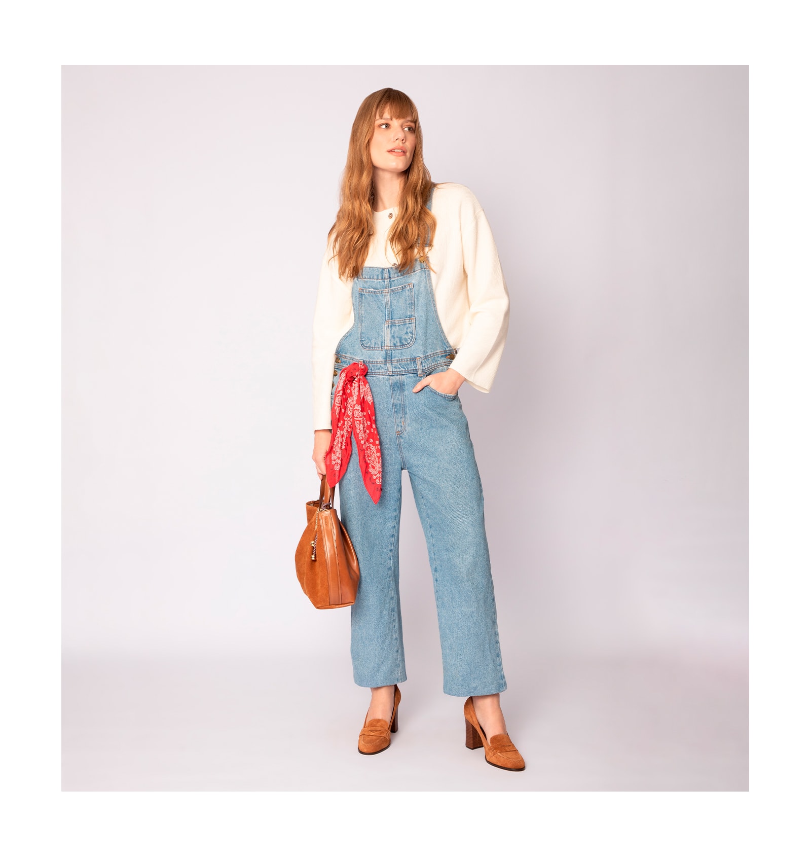 Bolsa Tote Bag Charm Couro Camurça/Couro Marrom