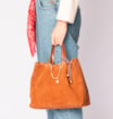 Bolsa Tote Bag Charm Couro Camurça/Couro Marrom - imagem 2