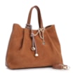 Bolsa Tote Bag Charm Couro Camurça/Couro Marrom - imagem 3