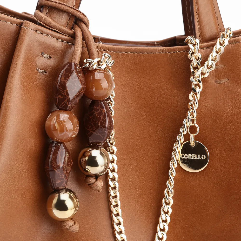 Bolsa Tote Bag Charm Couro Marrom - imagem 6