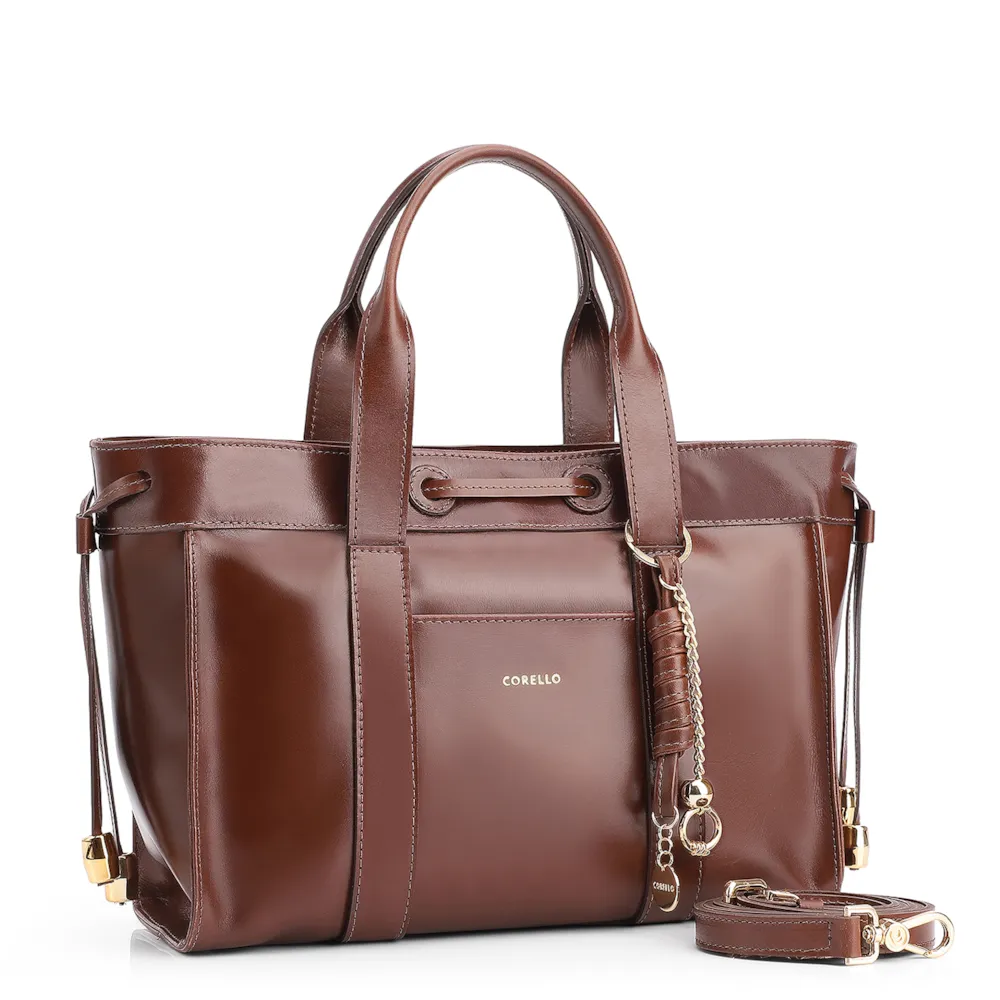 Bolsa Tote Bag Charm Couro Marrom - imagem 3