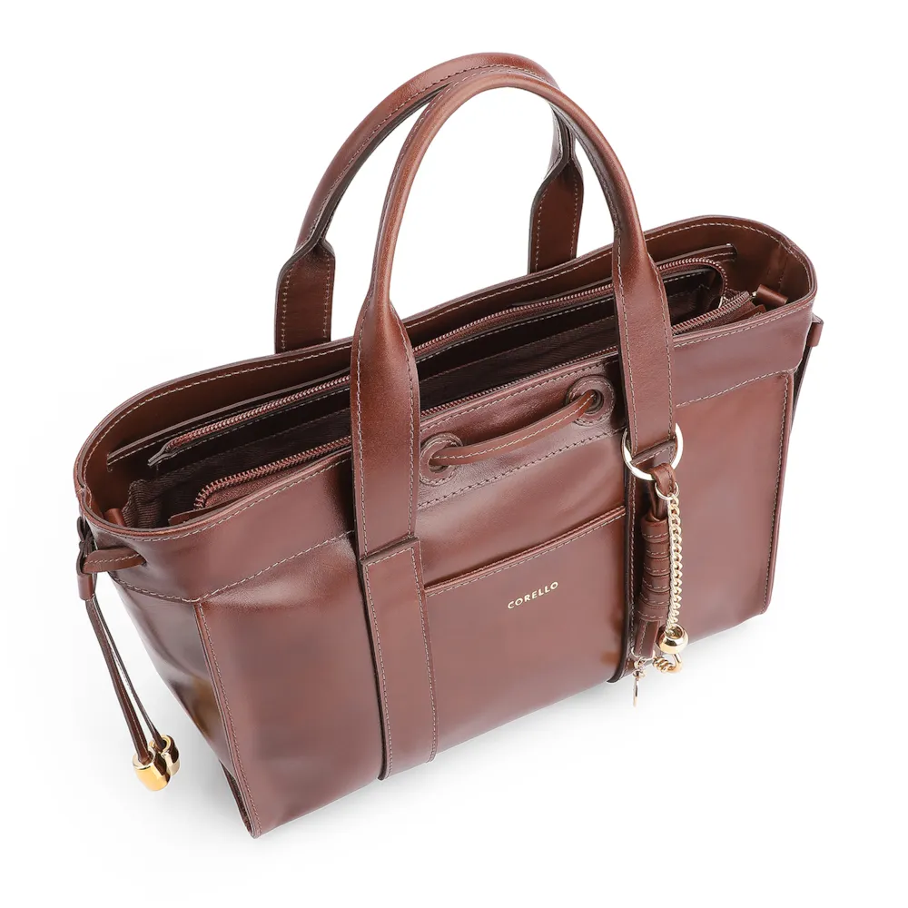 Bolsa Tote Bag Charm Couro Marrom - imagem 5