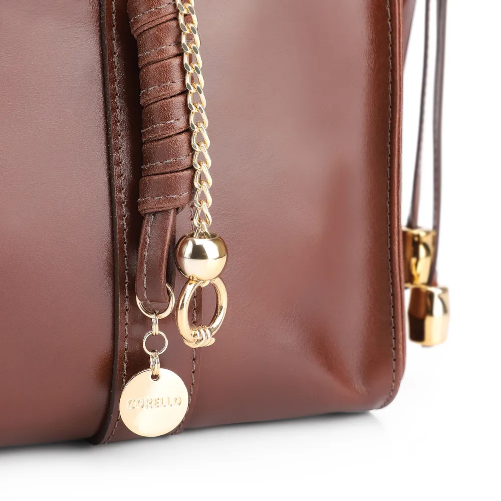 Bolsa Tote Bag Charm Couro Marrom - imagem 8