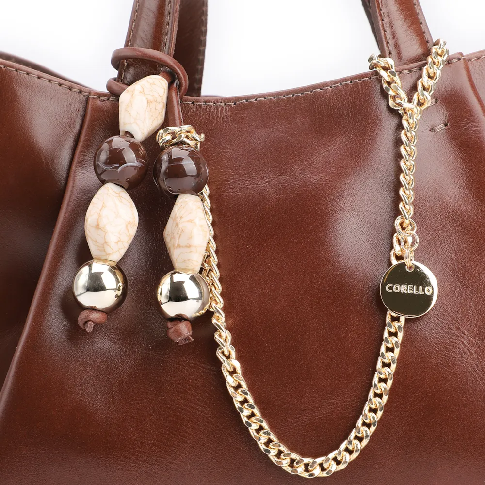 Bolsa Tote Bag Charm Couro Marrom - imagem 6